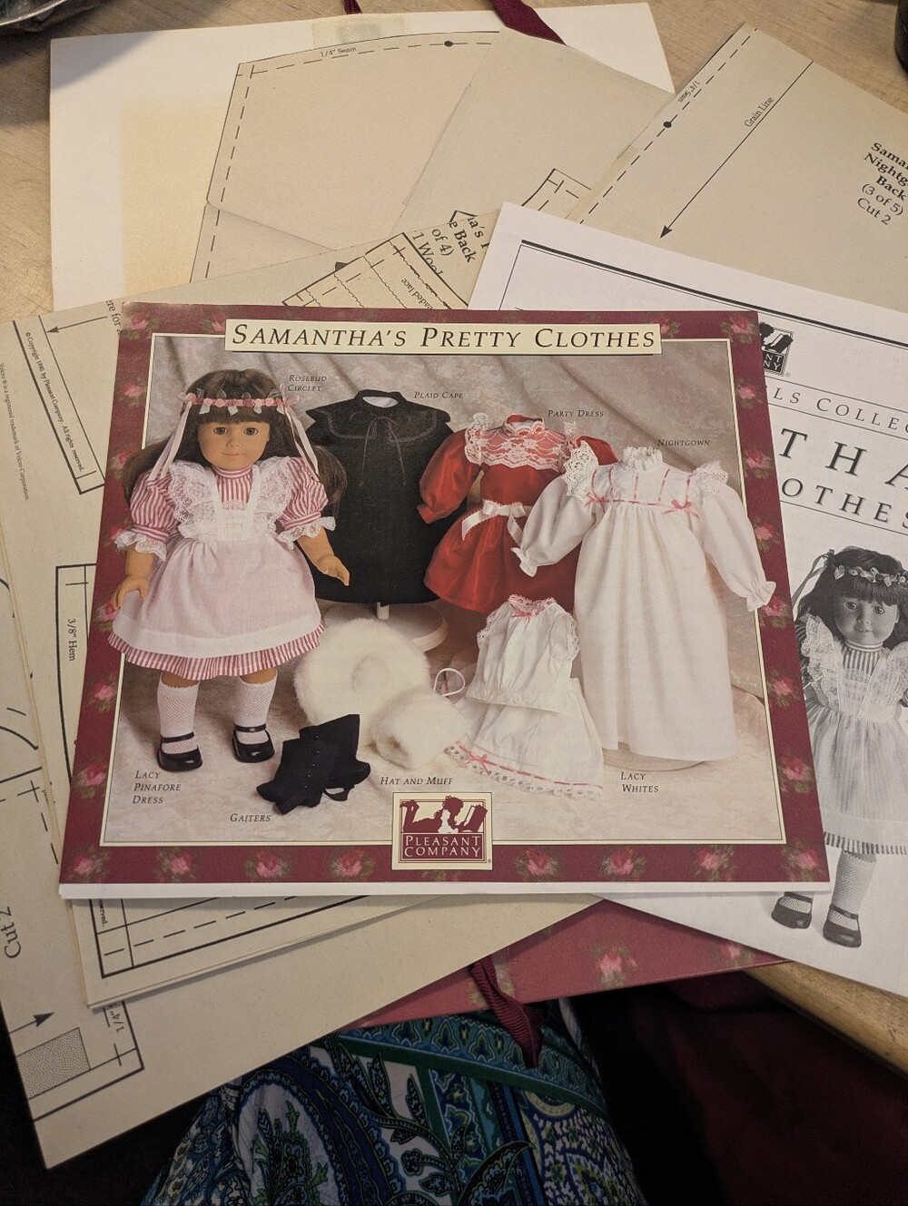 American Girl Samantha Pretty Clothes Pattern Party Dress Cape Nightgown  1990